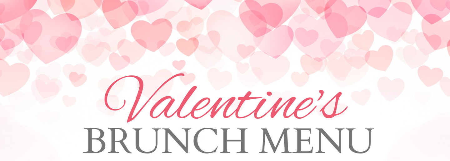 Valentine's Day graphic header with hearts and script font